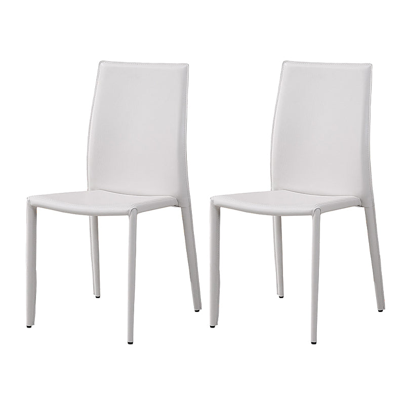 Minimalist Style Stacking Dining Chairs Solid Back Leather Chairs for Home (Set of 2) White Clearhalo ' kitchen&dining_furn' 'Dining Chairs' 'Dining Tables & Seating' 'dining_chair' 'furn' 'furn_dining_chair' 'Furniture' 'furniture_dining_chair' 'Kitchen & Dining Furniture' 'kitchen' 4237615