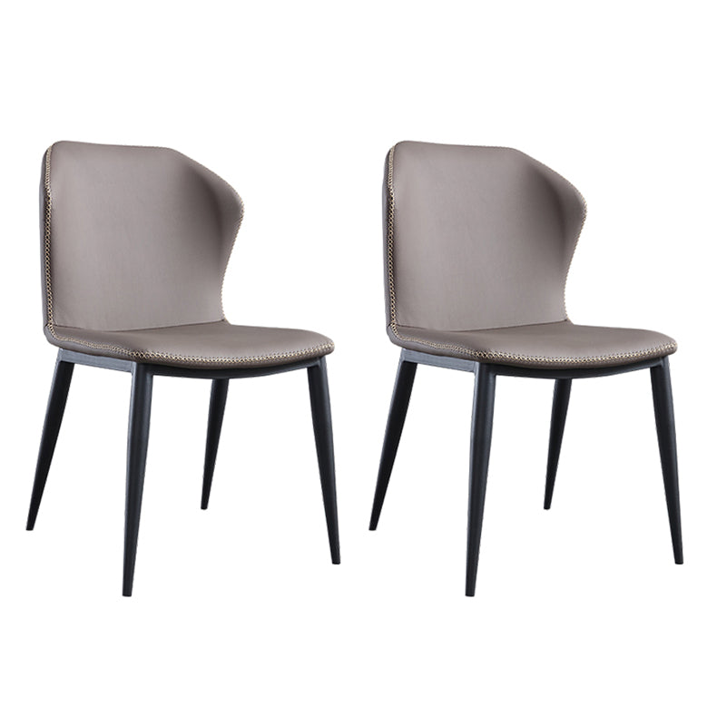 Industrial Metal Dining Chairs Armless Wingback Side Chair for Restaurant Use (Set of 2) Dark Gray Clearhalo ' kitchen&dining_furn' 'Dining Chairs' 'Dining Tables & Seating' 'dining_chair' 'furn' 'furn_dining_chair' 'Furniture' 'furniture_dining_chair' 'Kitchen & Dining Furniture' 'kitchen' 4237626