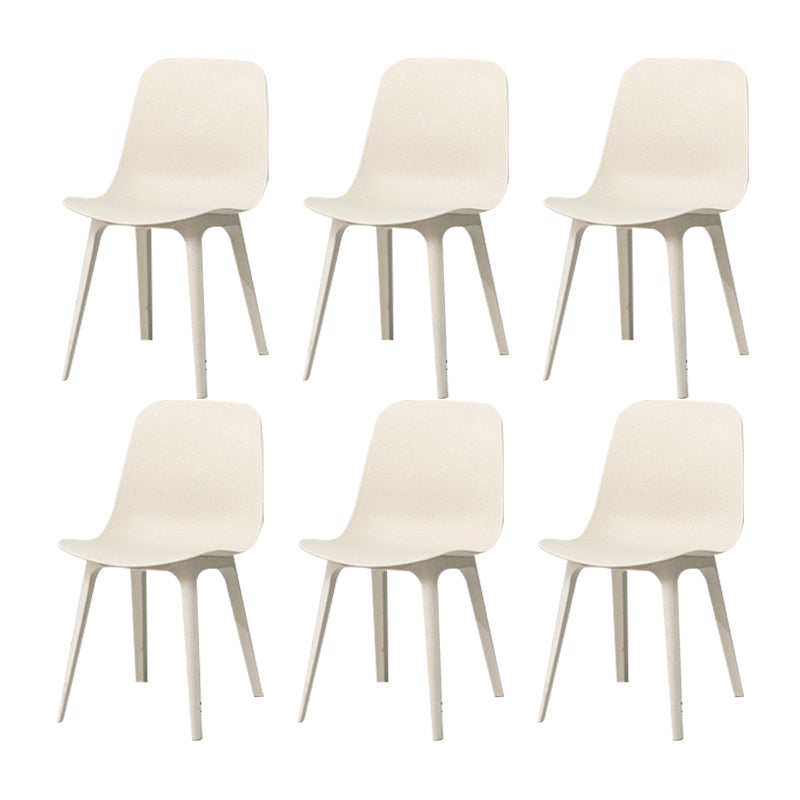 Contemporary Style Plastic Dining Armless Chair Solid Back Chair for Kitchen White 6 Piece Set Clearhalo ' kitchen&dining_furn' 'Dining Chairs' 'Dining Tables & Seating' 'dining_chair' 'furn' 'furn_dining_chair' 'Furniture' 'furniture_dining_chair' 'Kitchen & Dining Furniture' 'kitchen' 4237737