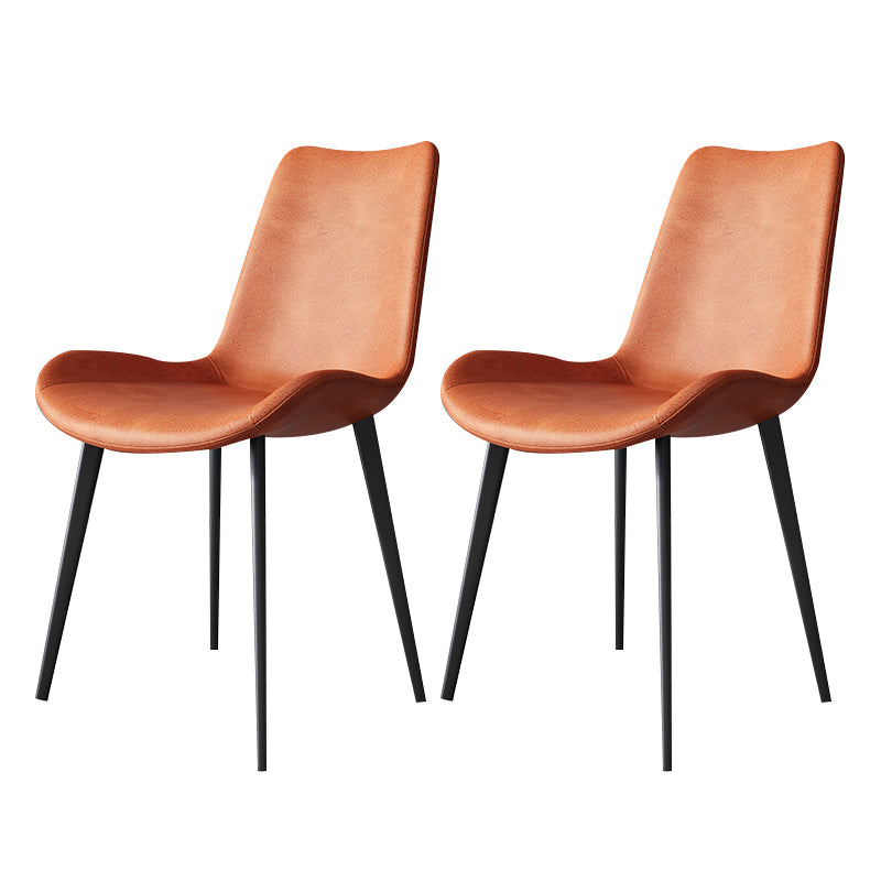 Contemporary Indoor Arm Chair Solid Back Metal Upholstered Dining Room Chair (Set of 2) Orange Clearhalo ' kitchen&dining_furn' 'Dining Chairs' 'Dining Tables & Seating' 'dining_chair' 'furn' 'furn_dining_chair' 'Furniture' 'furniture_dining_chair' 'Kitchen & Dining Furniture' 'kitchen' 4237778