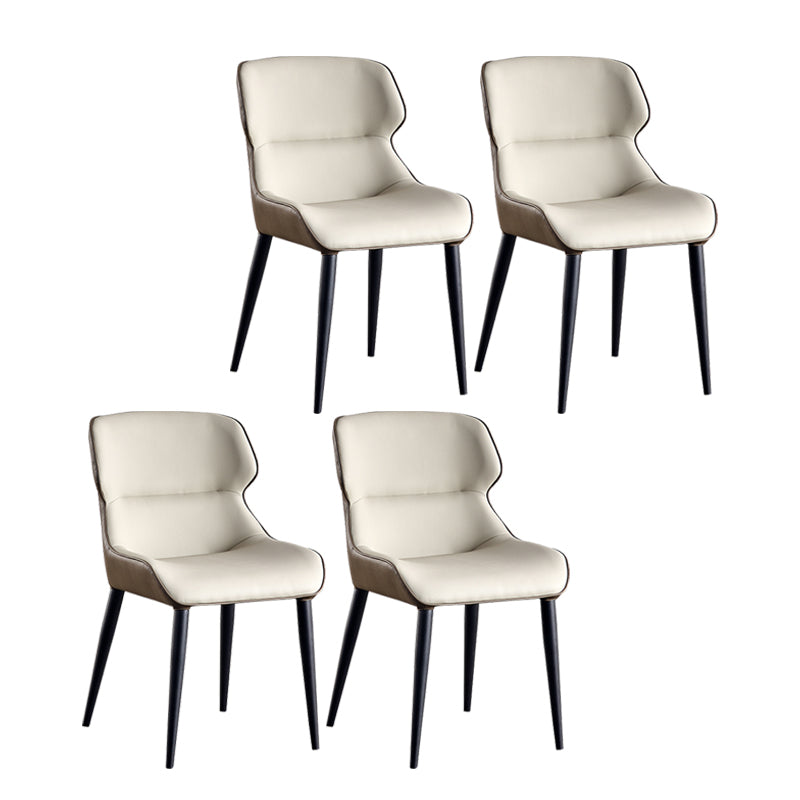 Contemporary PU Leather Dining Chair Arm Metal Dining Chair for Home Use Gray-White 4 Piece Set Clearhalo ' kitchen&dining_furn' 'Dining Chairs' 'Dining Tables & Seating' 'dining_chair' 'furn' 'furn_dining_chair' 'Furniture' 'furniture_dining_chair' 'Kitchen & Dining Furniture' 'kitchen' 4237869