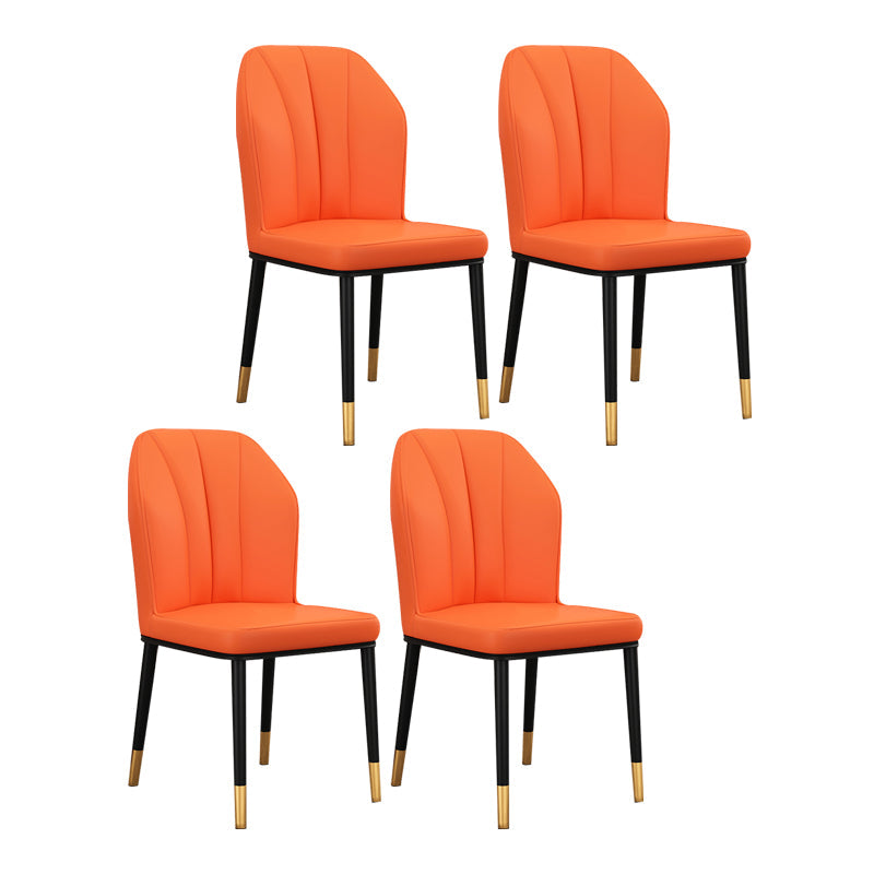 Scandinavian Style Wingback Chairs Leather Dining Side Chairs for Kitchen Orange Brass Gold Set of 4 Clearhalo ' kitchen&dining_furn' 'Dining Chairs' 'Dining Tables & Seating' 'dining_chair' 'Furniture' 'furniture_dining_chair' 'Kitchen & Dining Furniture' 'kitchen' 4238014