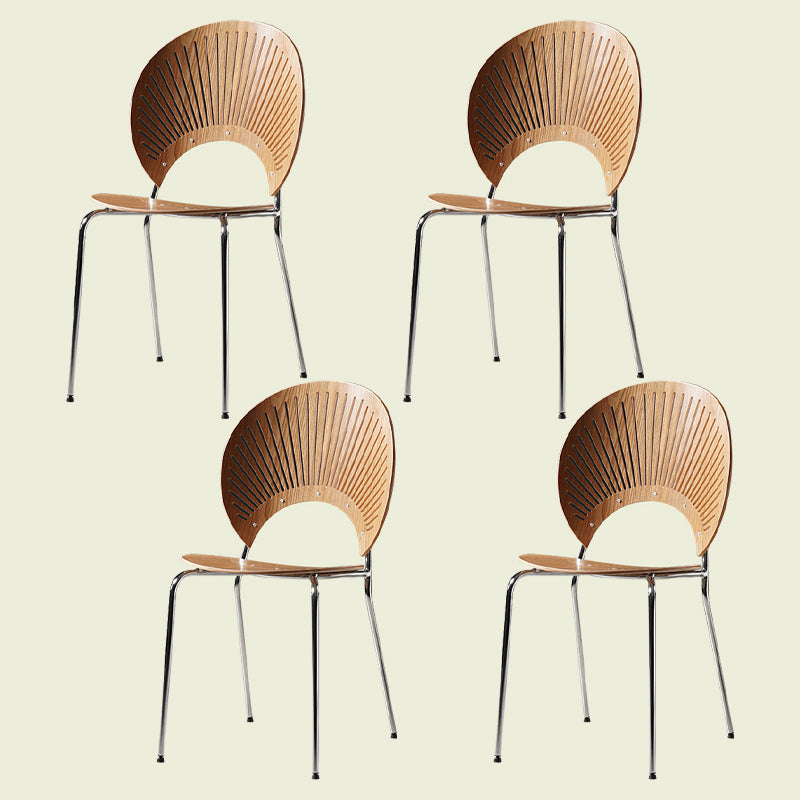 Contemporary Metal Dining Chair for Home Use Open Back Dining Side Chair Natural 4 Piece Set Silver Clearhalo ' kitchen&dining_furn' 'Dining Chairs' 'Dining Tables & Seating' 'dining_chair' 'furn' 'furn_dining_chair' 'Furniture' 'furniture_dining_chair' 'Kitchen & Dining Furniture' 'kitchen' 4238082