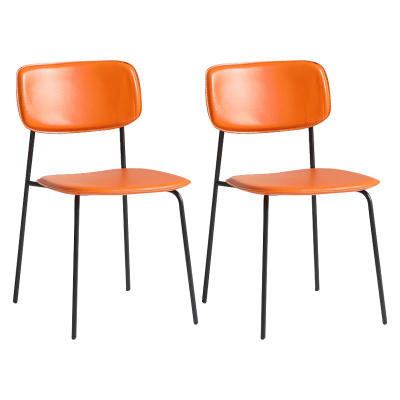 Contemporary Restaurant Open Back Side Chair Matte Finish Plastic Dining Chair Orange Set of 2 Clearhalo ' kitchen&dining_furn' 'Dining Chairs' 'Dining Tables & Seating' 'dining_chair' 'Furniture' 'furniture_dining_chair' 'Kitchen & Dining Furniture' 'kitchen' 4238281
