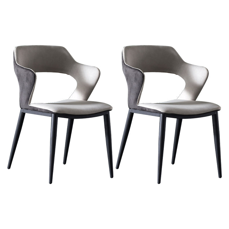 Contemporary Fabric Restaurant Arm Chair Open Back Matte Finish Dining Chair White 2 Piece Set Clearhalo ' kitchen&dining_furn' 'Dining Chairs' 'Dining Tables & Seating' 'dining_chair' 'furn' 'furn_dining_chair' 'Furniture' 'furniture_dining_chair' 'Kitchen & Dining Furniture' 'kitchen' 4238659