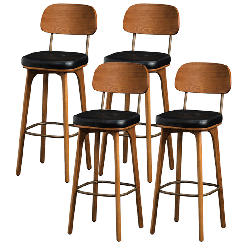 Industrial Style Armless Barstool Leather 30-inch Seat Height Counter Stools Black With Back 4 Piece Set Clearhalo 'Bar Furniture' 'Bar Stools' 'bar_stools' 'furn' 'furn_bar_stools' 'furniture_bar_stools' 'Kitchen & Dining Furniture' 'kitchen&dining_furn' 'kitchen' 'kitchen_furn' Furniture' 4239379