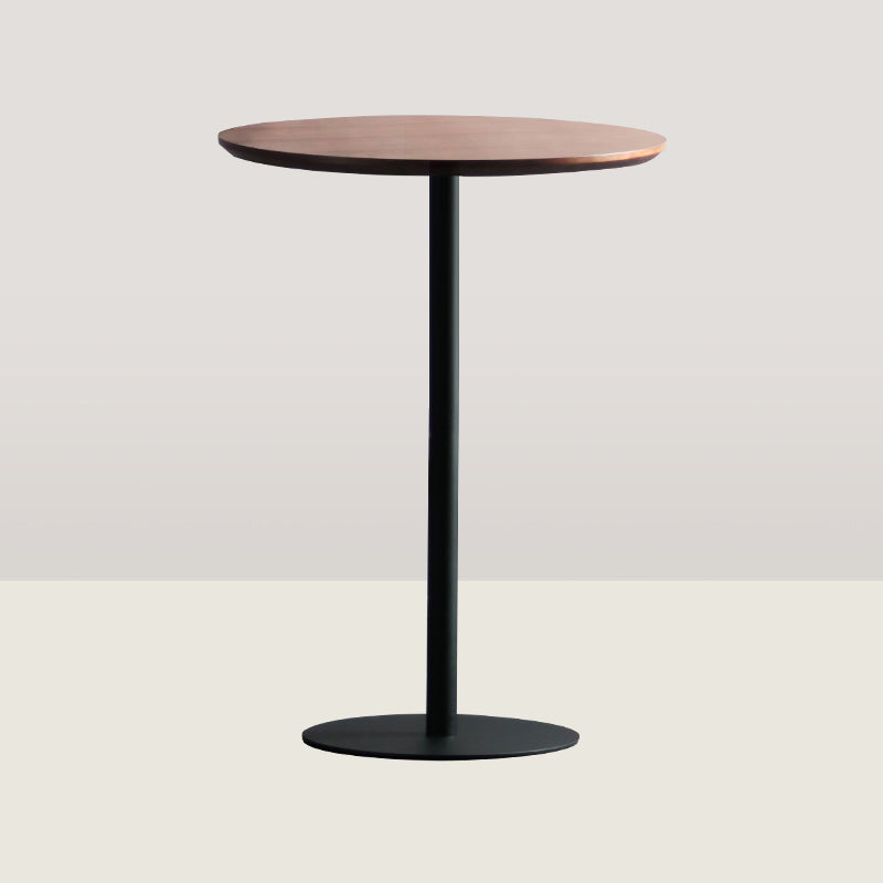 Industrial Wood Bar Dining Table Round Indoor Bistro Table with Single Pedestal Walnut Clearhalo 'Bar Furniture' 'Bar Tables' 'bar_tables' 'Furniture' 'furniture_bar_tables' 'Kitchen & Dining Furniture' 'kitchen&dining_furn' 'kitchen' 4240147