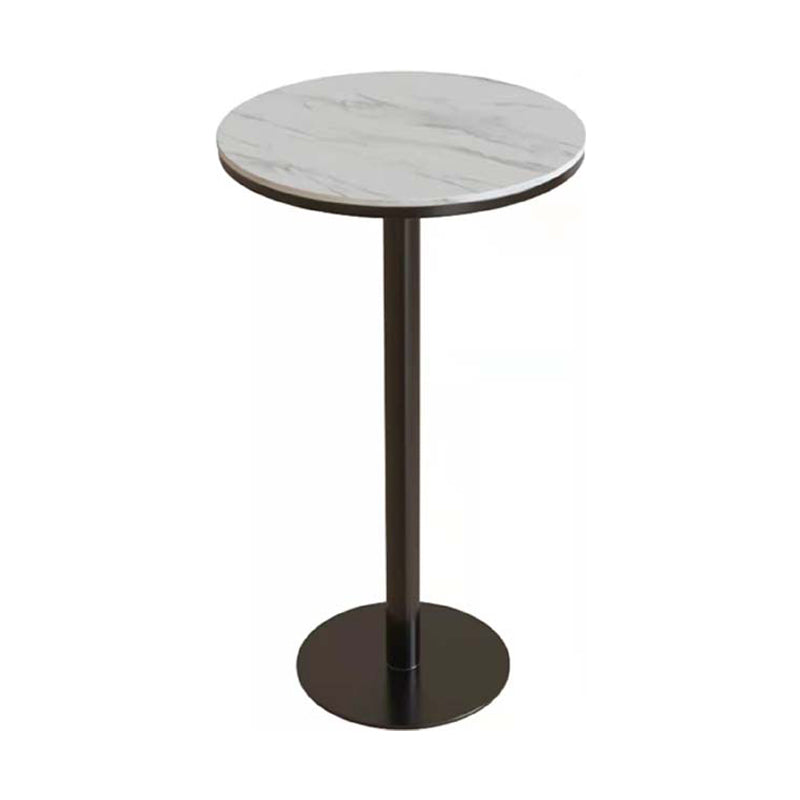 Industrial Metal Bar Table 23.6" Round Faux Marble Top Pedestal Bistro Table for Cafe White Clearhalo 'Bar Furniture' 'Bar Tables' 'bar_tables' 'Furniture' 'furniture_bar_tables' 'Kitchen & Dining Furniture' 'kitchen&dining_furn' 'kitchen' 4240315