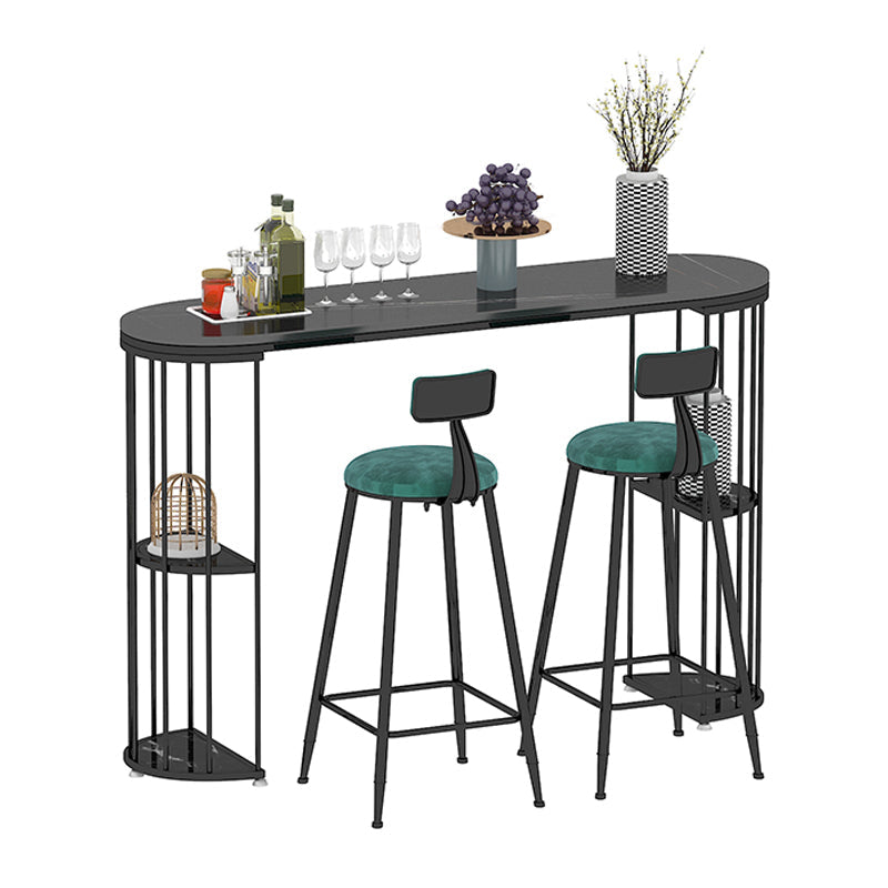 Contemporary Counter Height Dining Table Marble Oval Storage Bistro Table (only table) Black Black Clearhalo 'Bar Furniture' 'Bar Tables' 'bar_tables' 'Furniture' 'furniture_bar_tables' 'Kitchen & Dining Furniture' 'kitchen&dining_furn' 'kitchen' 4241191