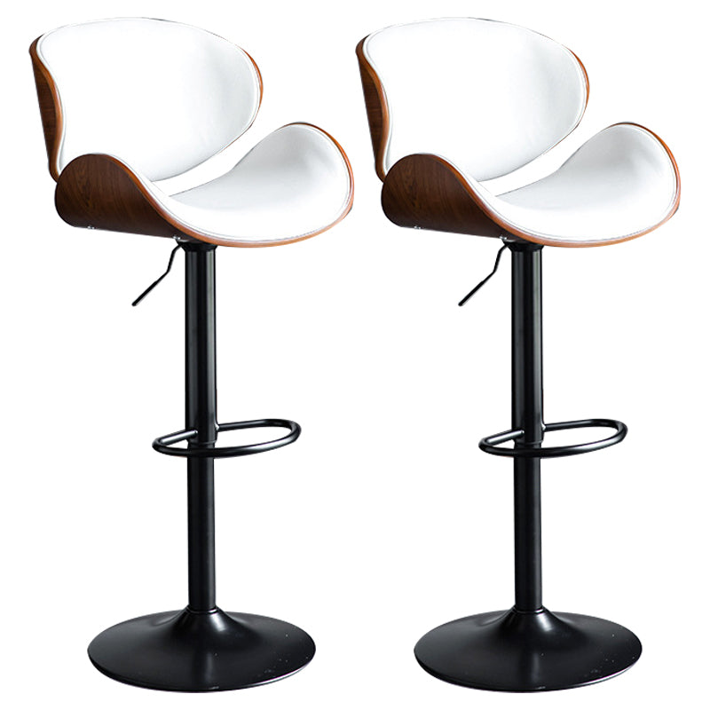 Scandinavian Adjustable Height Metal Counter Stools Wood Low Back Bar Stools (Set of 2) White-Brown 2 Piece Set Clearhalo 'Bar Furniture' 'Bar Stools' 'bar_stools' 'furn' 'furn_bar_stools' 'furniture_bar_stools' 'Kitchen & Dining Furniture' 'kitchen&dining_furn' 'kitchen' 'kitchen_furn' Furniture' 4241353
