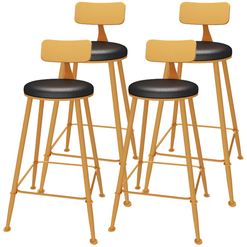 Industrial Orange Counter Stools Iron PU Upholstery Bar Stools with Low Back 4 Piece Set Clearhalo 'Bar Furniture' 'Bar Stools' 'bar_stools' 'furn' 'furn_bar_stools' 'furniture_bar_stools' 'Kitchen & Dining Furniture' 'kitchen&dining_furn' 'kitchen' 'kitchen_furn' Furniture' 4241573