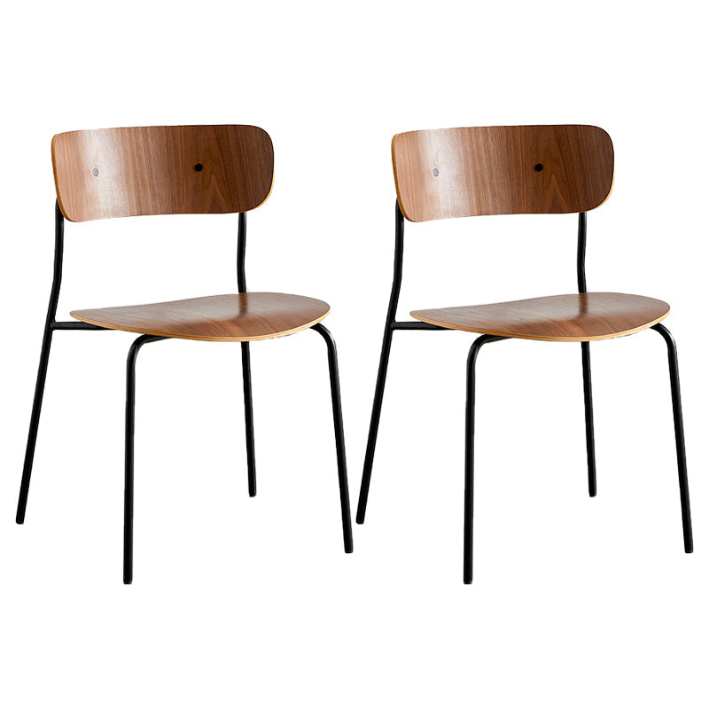 Metal Modern Indoor-Outdoor Dining Chair Armless Open Back Dining Side Chair Walnut 2 Piece Set Clearhalo ' kitchen&dining_furn' 'Dining Chairs' 'Dining Tables & Seating' 'dining_chair' 'furn' 'furn_dining_chair' 'Furniture' 'furniture_dining_chair' 'Kitchen & Dining Furniture' 'kitchen' 4245865