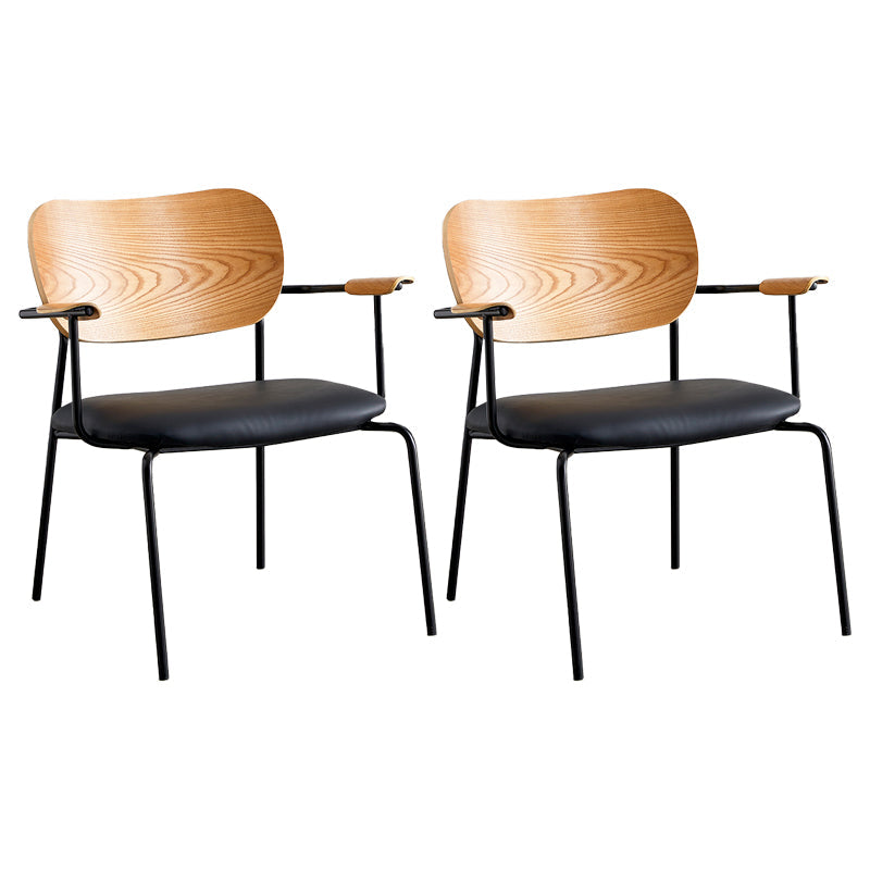 Modern Indoor-Outdoor Chair Metal Open Back Dining Side Chair with Arm Natural 2 Piece Set Clearhalo ' kitchen&dining_furn' 'Dining Chairs' 'Dining Tables & Seating' 'dining_chair' 'furn' 'furn_dining_chair' 'Furniture' 'furniture_dining_chair' 'Kitchen & Dining Furniture' 'kitchen' 4245880