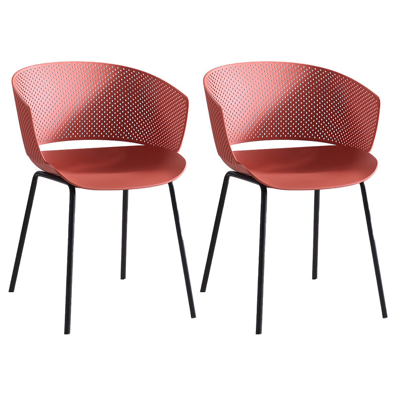 Metal Dining Room Modern Chair Open Back Dining Chair with Arm Red 2 Piece Set Clearhalo ' kitchen&dining_furn' 'Dining Chairs' 'Dining Tables & Seating' 'dining_chair' 'furn' 'furn_dining_chair' 'Furniture' 'furniture_dining_chair' 'Kitchen & Dining Furniture' 'kitchen' 4246178