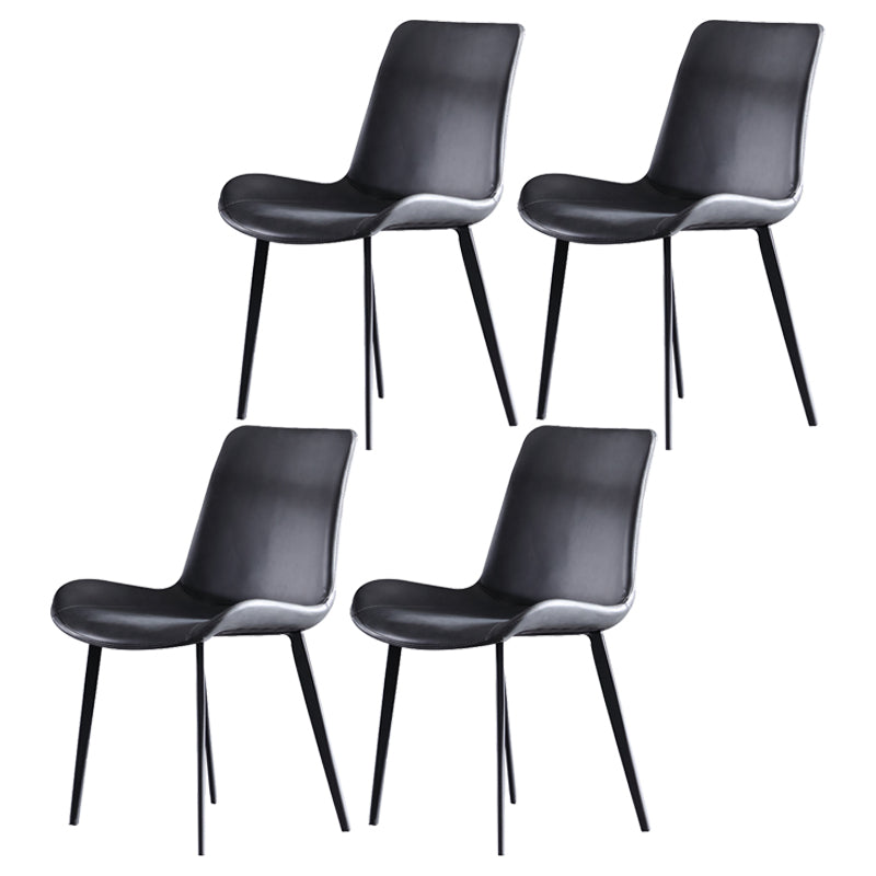 Contemporary Style Dining Chair Armless Kitchen Side Chairs with Metal Legs Light Gray 4 Piece Set Clearhalo ' kitchen&dining_furn' 'Dining Chairs' 'Dining Tables & Seating' 'dining_chair' 'furn' 'furn_dining_chair' 'Furniture' 'furniture_dining_chair' 'Kitchen & Dining Furniture' 'kitchen' 4246376