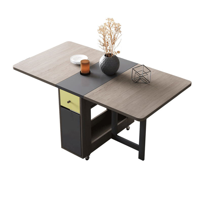 Mid-Century Brown Dining Table Rectangle Wooden Drop Leaf Dining Table for Home 59.1"L x 31.5"W x 28.7"H Without Chairs Clearhalo ' dining_table' 'Dining Tables & Seating' 'Dining Tables' 'furn' 'furn_dining_table' 'Furniture' 'furniture_dining_table' 'Kitchen & Dining Furniture' 'kitchen&dining_furn' 'kitchen' 'kitchen_dining_table' 4246636