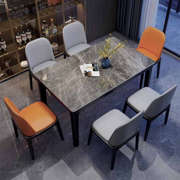 Rectangle Industrial Dining Table Two-Color Fixed Table with Sintered Stone Gray Without Chairs Clearhalo ' dining_table' 'Dining Tables & Seating' 'Dining Tables' 'furn' 'furn_dining_table' 'Furniture' 'furniture_dining_table' 'Kitchen & Dining Furniture' 'kitchen&dining_furn' 'kitchen' 'kitchen_dining_table' 4247330