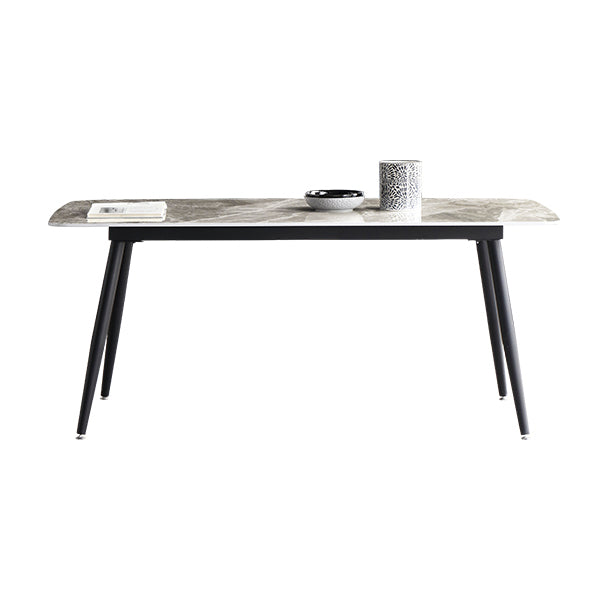 Industrial Sintered Stone Table Rectangle Shape Standard Dining Table with 4 Legs Base Gray Without Chairs Clearhalo ' dining_table' 'Dining Tables & Seating' 'Dining Tables' 'furn' 'furn_dining_table' 'Furniture' 'furniture_dining_table' 'Kitchen & Dining Furniture' 'kitchen&dining_furn' 'kitchen' 'kitchen_dining_table' 4247439