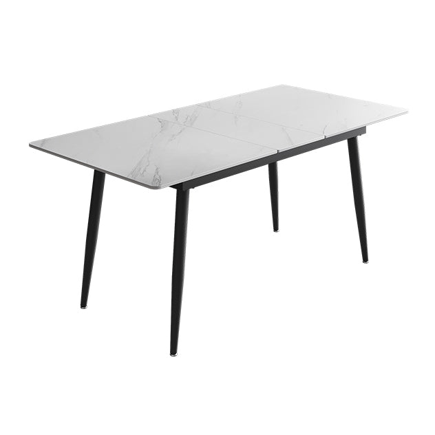 31.5''W Industrial Extendable Rectangle Table Sintered Stone Dining Table for Kitchen White Without Chairs Clearhalo ' dining_table' 'Dining Tables & Seating' 'Dining Tables' 'furn' 'furn_dining_table' 'Furniture' 'furniture_dining_table' 'Kitchen & Dining Furniture' 'kitchen&dining_furn' 'kitchen' 'kitchen_dining_table' 4247600