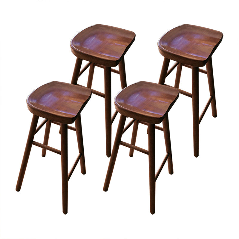 Modern Pine Backless Bar Stool Contoured Seat Indoor Counter Stool with Wood Legs Walnut 4 Piece Set Clearhalo 'Bar Furniture' 'Bar Stools' 'bar_stools' 'furn' 'furn_bar_stools' 'furniture_bar_stools' 'Kitchen & Dining Furniture' 'kitchen&dining_furn' 'kitchen' 'kitchen_furn' Furniture' 4250621