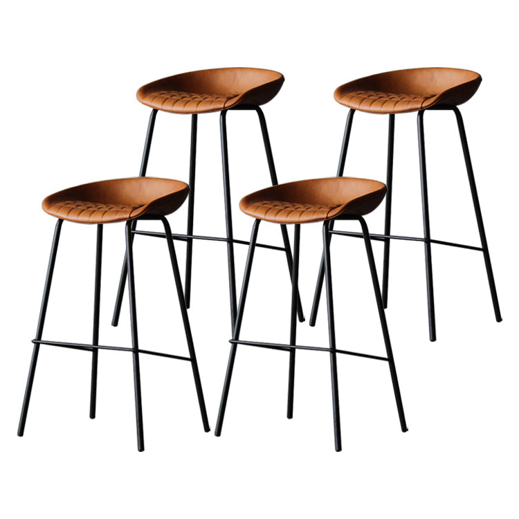 Leather Bucket Bar Stool Modern Low Back Footrest Indoor Counter and Bar Stool Yellow 4 Piece Set Clearhalo 'Bar Furniture' 'Bar Stools' 'bar_stools' 'furn' 'furn_bar_stools' 'furniture_bar_stools' 'Kitchen & Dining Furniture' 'kitchen&dining_furn' 'kitchen' 'kitchen_furn' Furniture' 4250674