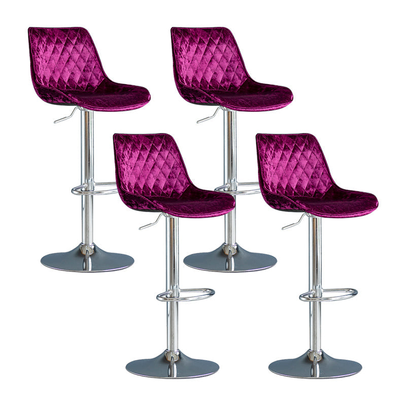 Modern Adjustable Height Bar Stool Swivel Leather Low Back Counter Stool Purple Silver 4 Piece Set Clearhalo 'Bar Furniture' 'Bar Stools' 'bar_stools' 'furn' 'furn_bar_stools' 'furniture_bar_stools' 'Kitchen & Dining Furniture' 'kitchen&dining_furn' 'kitchen' 'kitchen_furn' Furniture' 4250747