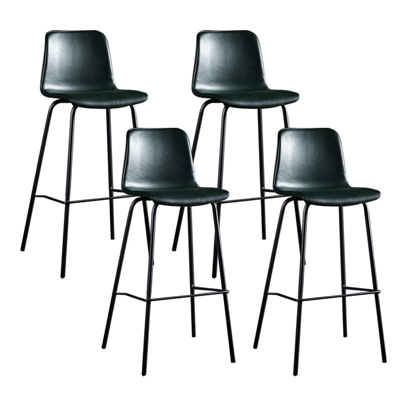 Contemporary Bar Stool Armless Leather Low Back Counter Chair with Footrest and Iron Base Green 4 Piece Set Clearhalo 'Bar Furniture' 'Bar Stools' 'bar_stools' 'furn' 'furn_bar_stools' 'furniture_bar_stools' 'Kitchen & Dining Furniture' 'kitchen&dining_furn' 'kitchen' 'kitchen_furn' Furniture' 4250855