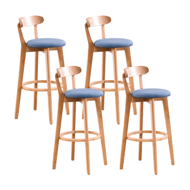 Contemporary Bar Stool Armless Wood Low Back Bar Stool with Footrest Wood Blue 4 Piece Set Clearhalo 'Bar Furniture' 'Bar Stools' 'bar_stools' 'furn' 'furn_bar_stools' 'furniture_bar_stools' 'Kitchen & Dining Furniture' 'kitchen&dining_furn' 'kitchen' 'kitchen_furn' Furniture' 4250962