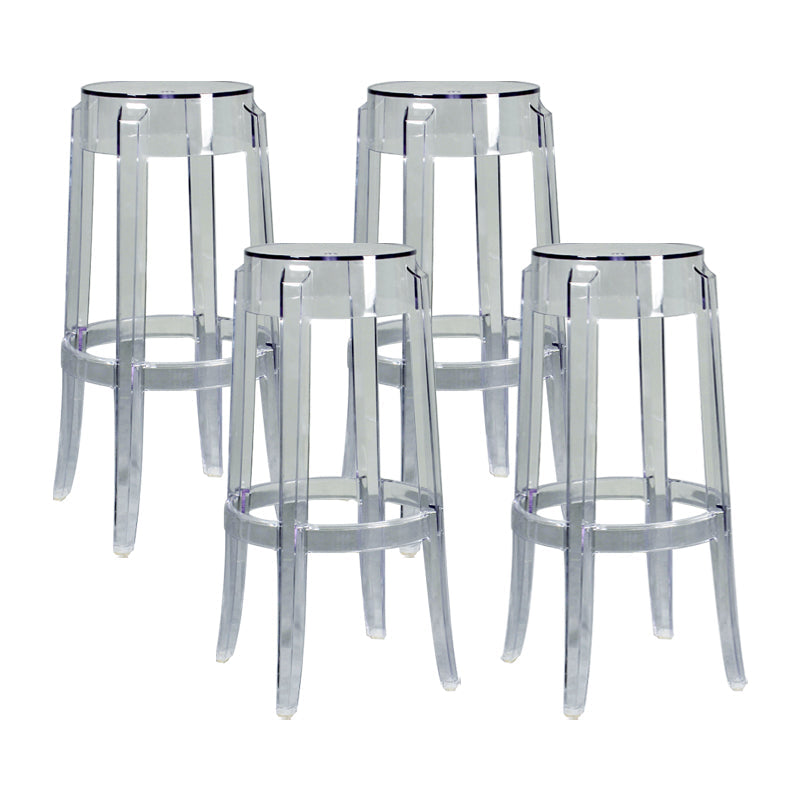 Modern Armless Backless Counter Stool Plastic Living Room Bar Stool with Plastic Pedal Clear 4 Piece Set Bar Stool(30"H) Clearhalo 'Bar Furniture' 'Bar Stools' 'bar_stools' 'furn' 'furn_bar_stools' 'furniture_bar_stools' 'Kitchen & Dining Furniture' 'kitchen&dining_furn' 'kitchen' 'kitchen_furn' Furniture' 4251072
