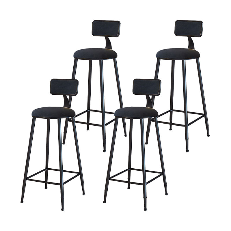 Modern Armless Backrest Counter Stool Iron Household Bar Stool with Velvet Cushion Black 4 Piece Set Bar Stool(30"H) Clearhalo 'Bar Furniture' 'Bar Stools' 'bar_stools' 'furn' 'furn_bar_stools' 'furniture_bar_stools' 'Kitchen & Dining Furniture' 'kitchen&dining_furn' 'kitchen' 'kitchen_furn' Furniture' 4251181