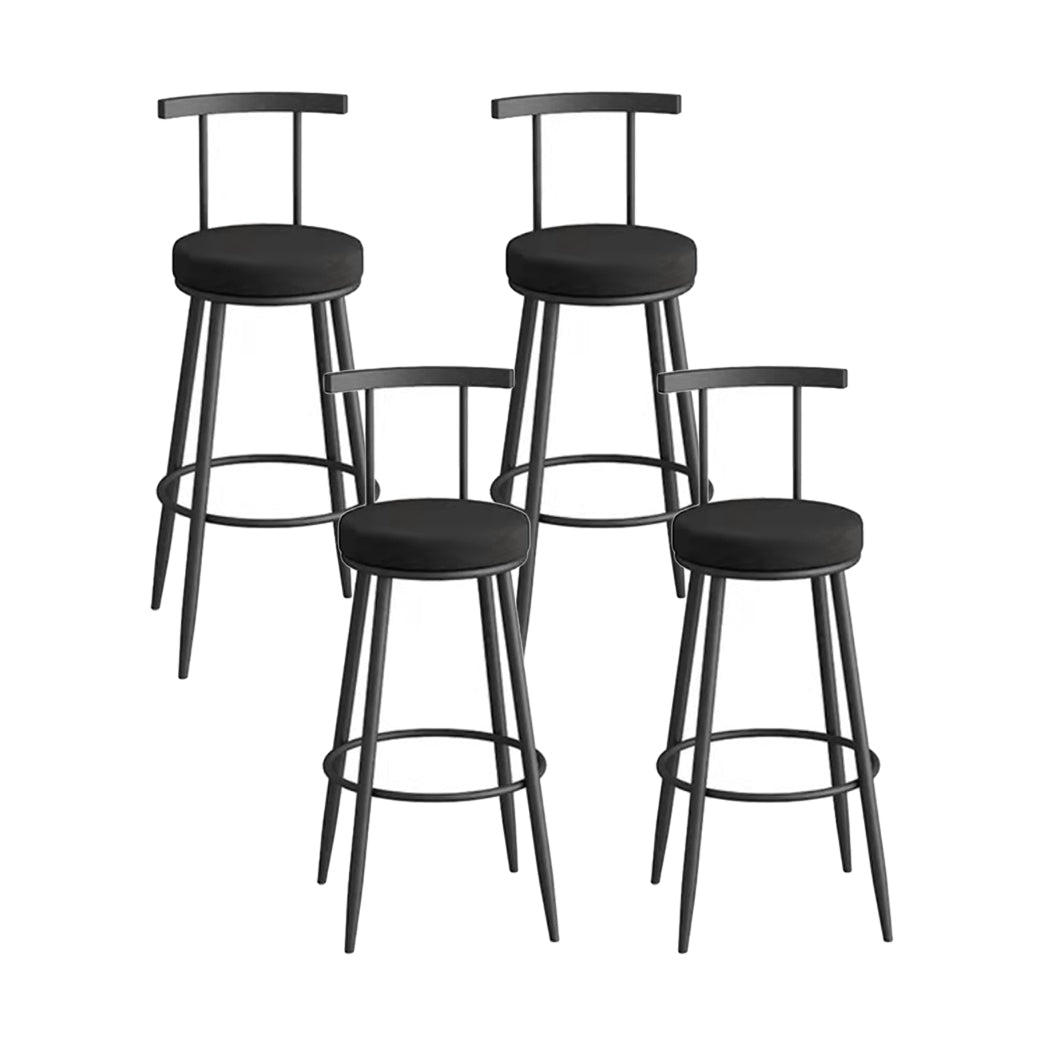 Glam Metal Upholstered Barstool Indoor Bar Stool with Iron Legs Black Black 4 Piece Set Clearhalo 'Bar Furniture' 'Bar Stools' 'bar_stools' 'furn' 'furn_bar_stools' 'furniture_bar_stools' 'Kitchen & Dining Furniture' 'kitchen&dining_furn' 'kitchen' 'kitchen_furn' Furniture' 4251257