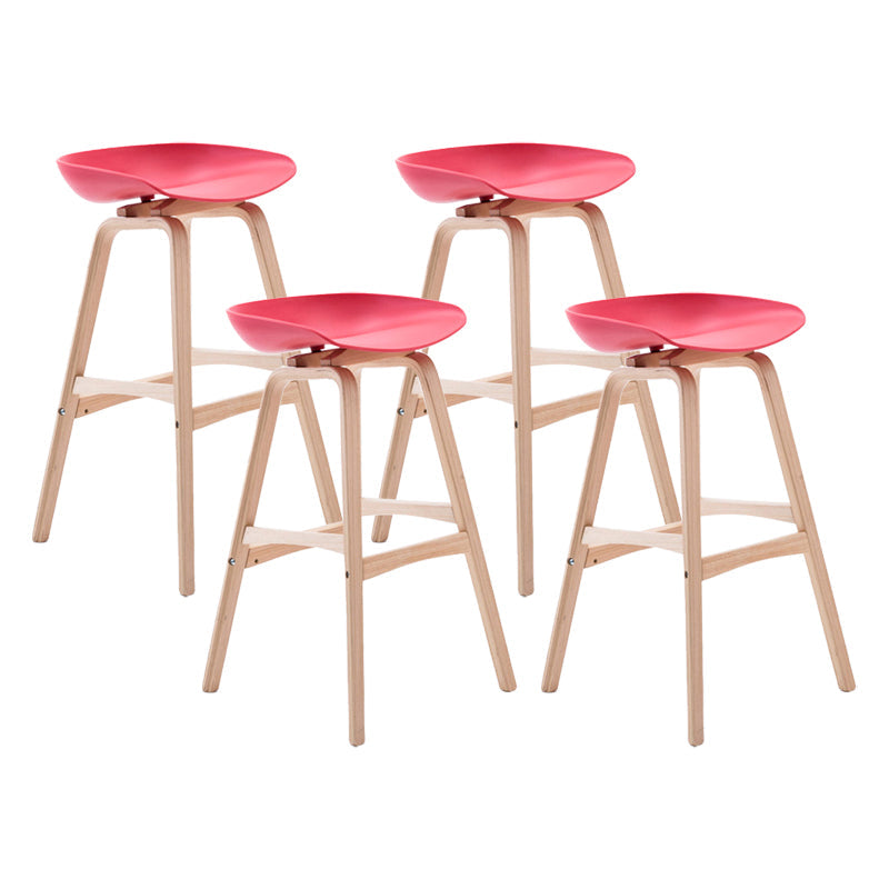 Modern Backless Barstool Indoor Wood Bar Stool with Acrylic Seat Red 4 Piece Set Bar Stool(30"H) Clearhalo 'Bar Furniture' 'Bar Stools' 'bar_stools' 'furn' 'furn_bar_stools' 'furniture_bar_stools' 'Kitchen & Dining Furniture' 'kitchen&dining_furn' 'kitchen' 'kitchen_furn' Furniture' 4251372