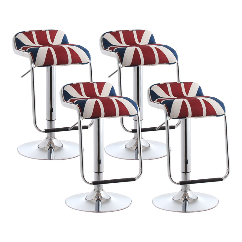 Modern Rectangular Bar Stool Footrest Indoor Adjustable Metal Counter Chair Blue-White 4 Piece Set Clearhalo 'Bar Furniture' 'Bar Stools' 'bar_stools' 'furn' 'furn_bar_stools' 'furniture_bar_stools' 'Kitchen & Dining Furniture' 'kitchen&dining_furn' 'kitchen' 'kitchen_furn' Furniture' 4252533