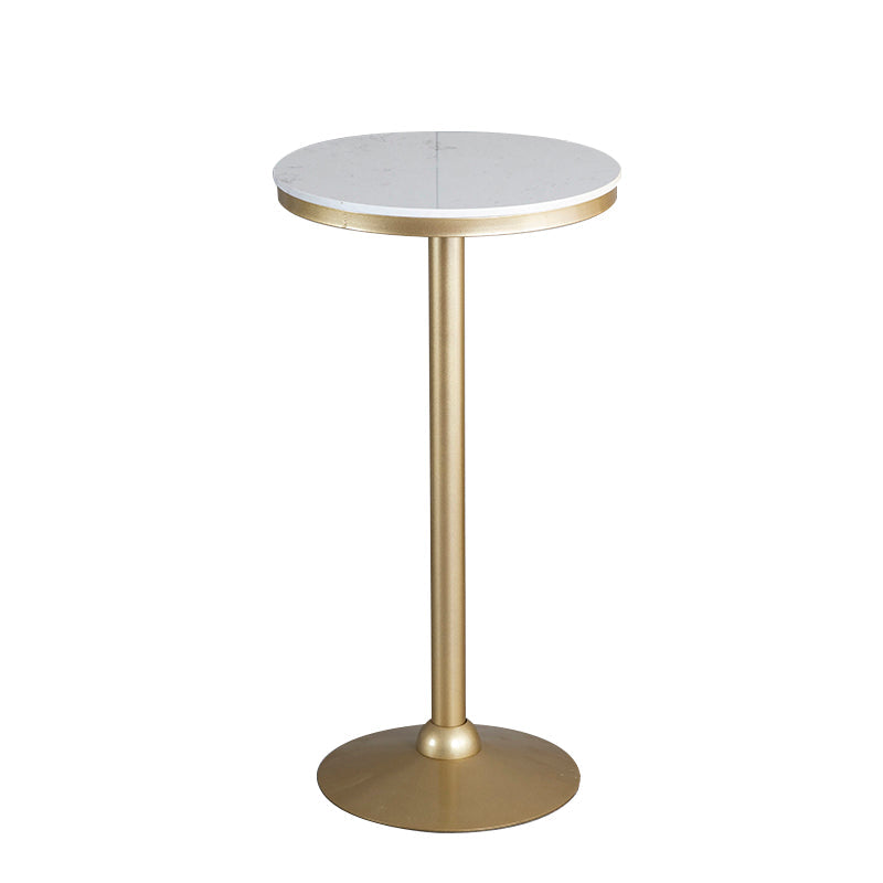 Glam Rectangle Faux Marble Bar Dining Table Gold Indoor Bistro Table with Trestle Pedestal 21.7"L x 21.7"W x 41.3"H Without Chairs Clearhalo 'Bar Furniture' 'Bar Tables' 'bar_tables' 'furn' 'furn_bar_tables' 'Furniture' 'furniture_bar_tables' 'Kitchen & Dining Furniture' 'kitchen&dining_furn' 'kitchen' 4257801