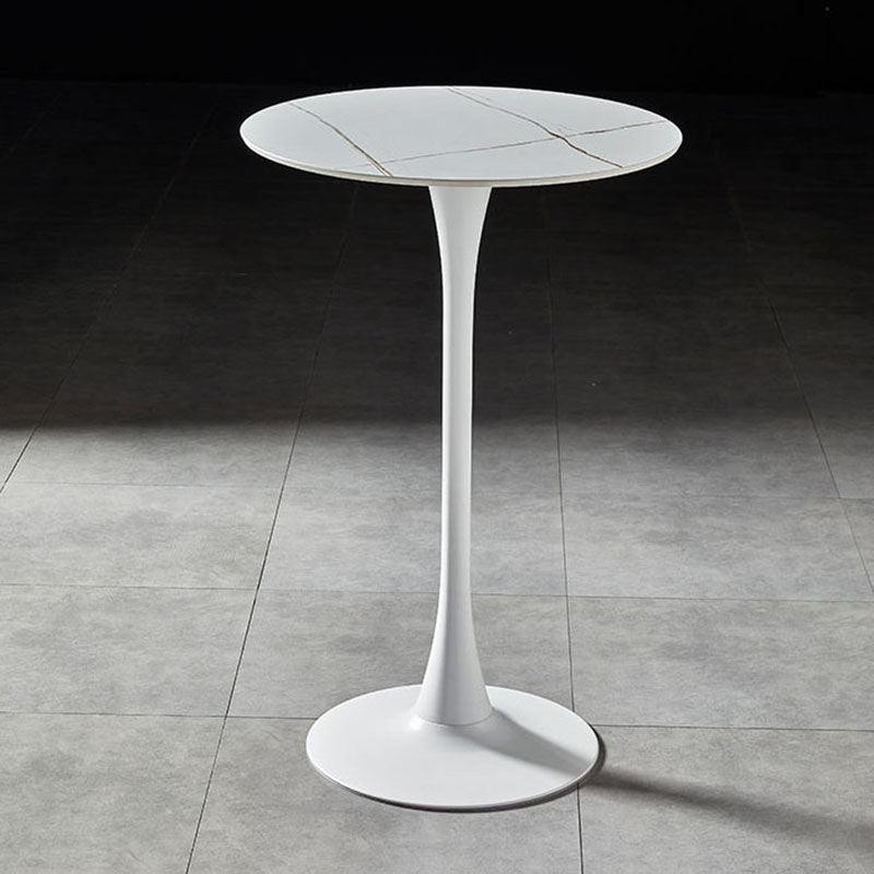 Industrial Metal Bar Table Faux Marble 27.56" Round Top Indoor Bistro Table White Without Chairs Clearhalo 'Bar Furniture' 'Bar Tables' 'bar_tables' 'furn' 'furn_bar_tables' 'Furniture' 'furniture_bar_tables' 'Kitchen & Dining Furniture' 'kitchen&dining_furn' 'kitchen' 4258279