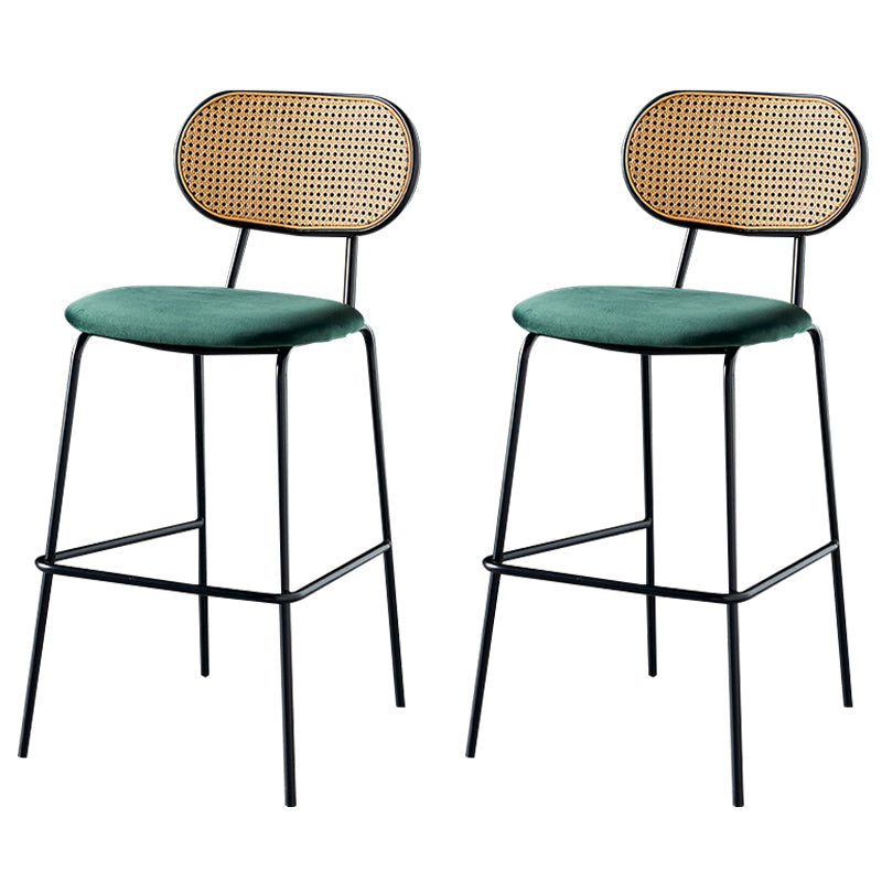 Modern Arm-less Bar Stool Rectangle Low Back Footrest Indoor Counter Stool(set of 2) Green 2 Piece Set Clearhalo 'Bar Furniture' 'Bar Stools' 'bar_stools' 'furn' 'furn_bar_stools' 'furniture_bar_stools' 'Kitchen & Dining Furniture' 'kitchen&dining_furn' 'kitchen' 'kitchen_furn' Furniture' 4258787