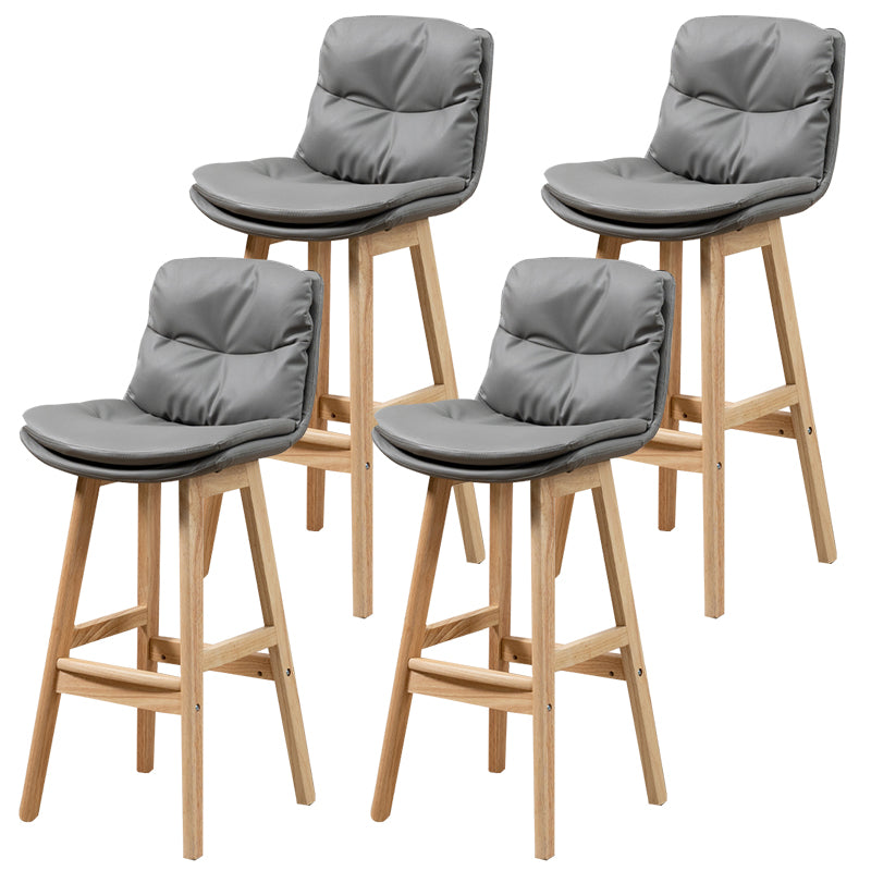 Leather Bucket Bar Stool Low Back Modern Indoor Counter Stool with Wood Legs Light Gray 4 Piece Set Clearhalo 'Bar Furniture' 'Bar Stools' 'bar_stools' 'furn' 'furn_bar_stools' 'furniture_bar_stools' 'Kitchen & Dining Furniture' 'kitchen&dining_furn' 'kitchen' 'kitchen_furn' Furniture' 4258849