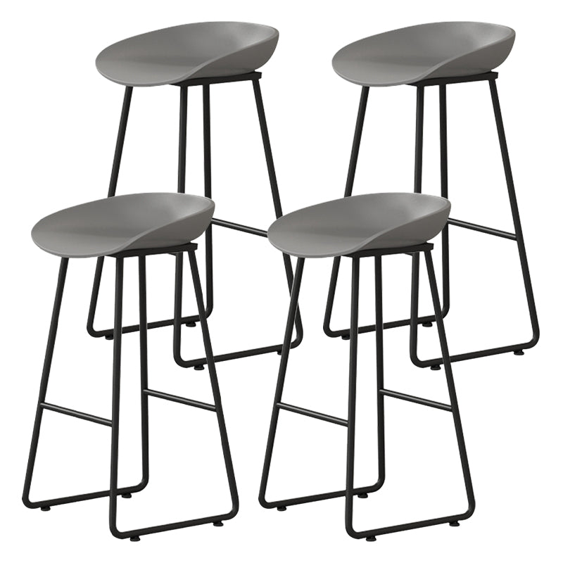 Contemporary Bucket Counter Bar Stool Armless Plastic Bar Stool with Footrest, Iron Base Gray 4 Piece Set Bar Stool(30"H) Clearhalo 'Bar Furniture' 'Bar Stools' 'bar_stools' 'furn' 'furn_bar_stools' 'furniture_bar_stools' 'Kitchen & Dining Furniture' 'kitchen&dining_furn' 'kitchen' 'kitchen_furn' Furniture' 4259096
