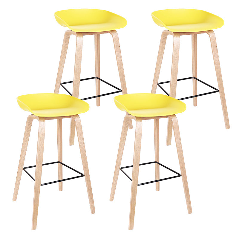 Contemporary Bucket Counter Bar Stool Armless Plastic Bar Stool with Footrest Yellow 4 Piece Set Wood Clearhalo 'Bar Furniture' 'Bar Stools' 'bar_stools' 'furn' 'furn_bar_stools' 'furniture_bar_stools' 'Kitchen & Dining Furniture' 'kitchen&dining_furn' 'kitchen' 'kitchen_furn' Furniture' 4259220