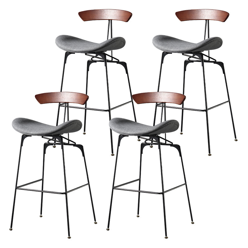 Modern Armless Backrest Counter Stool Iron Milk Tea Shop Bar Stool with Cushion and Pedal Dark Gray-White 4 Piece Set Clearhalo 'Bar Furniture' 'Bar Stools' 'bar_stools' 'furn' 'furn_bar_stools' 'furniture_bar_stools' 'Kitchen & Dining Furniture' 'kitchen&dining_furn' 'kitchen' 'kitchen_furn' Furniture' 4259284