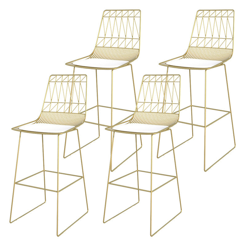 Modern Counter Bar Stool Armless Leather Full Back Bar Stool with Footrest Gold 4 Piece Set Clearhalo 'Bar Furniture' 'Bar Stools' 'bar_stools' 'furn' 'furn_bar_stools' 'furniture_bar_stools' 'Kitchen & Dining Furniture' 'kitchen&dining_furn' 'kitchen' 'kitchen_furn' Furniture' 4259330