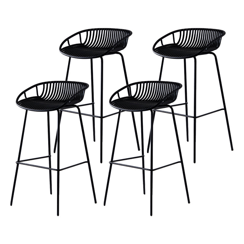 Modern Armless Backrest Counter Stool Iron Milk Tea Shop Bar Stool with Pedal Black 4 Piece Set Clearhalo 'Bar Furniture' 'Bar Stools' 'bar_stools' 'furn' 'furn_bar_stools' 'furniture_bar_stools' 'Kitchen & Dining Furniture' 'kitchen&dining_furn' 'kitchen' 'kitchen_furn' Furniture' 4259377