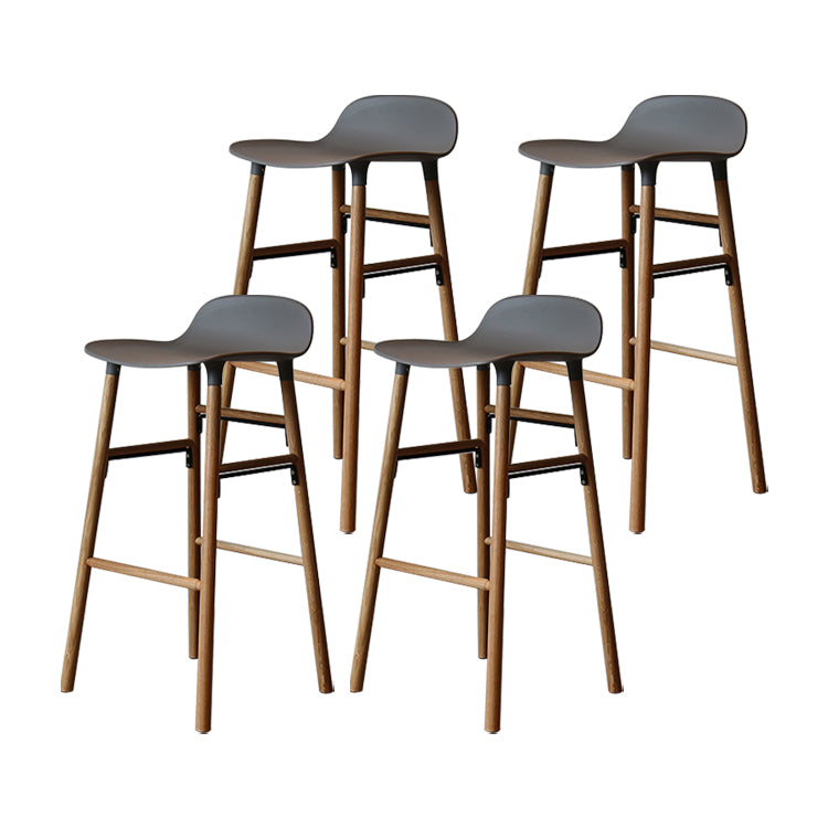 Modern Armless Backrest Counter Stool Wood Household Bar Stool with Plastic Seat Gray 4 Piece Set Clearhalo 'Bar Furniture' 'Bar Stools' 'bar_stools' 'furn' 'furn_bar_stools' 'furniture_bar_stools' 'Kitchen & Dining Furniture' 'kitchen&dining_furn' 'kitchen' 'kitchen_furn' Furniture' 4259397