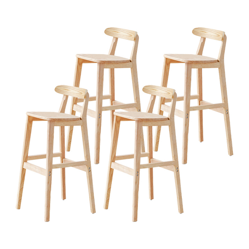 Oak Wood Armless Bar Stool Modern Indoor Barstool with Backrest and Footrest 4 Piece Set Bar Stool(31"H) Clearhalo 'Bar Furniture' 'Bar Stools' 'bar_stools' 'furn' 'furn_bar_stools' 'furniture_bar_stools' 'Kitchen & Dining Furniture' 'kitchen&dining_furn' 'kitchen' 'kitchen_furn' Furniture' 4259405