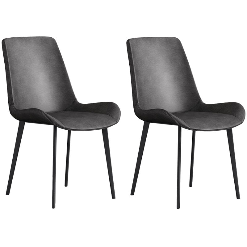 Industrial Style Solid Back Arm Chairs Leather Dining Chairs for Home Use (Set of 2) Grey Clearhalo ' kitchen&dining_furn' 'Dining Chairs' 'Dining Tables & Seating' 'dining_chair' 'furn' 'furn_dining_chair' 'Furniture' 'furniture_dining_chair' 'Kitchen & Dining Furniture' 'kitchen' 4260352