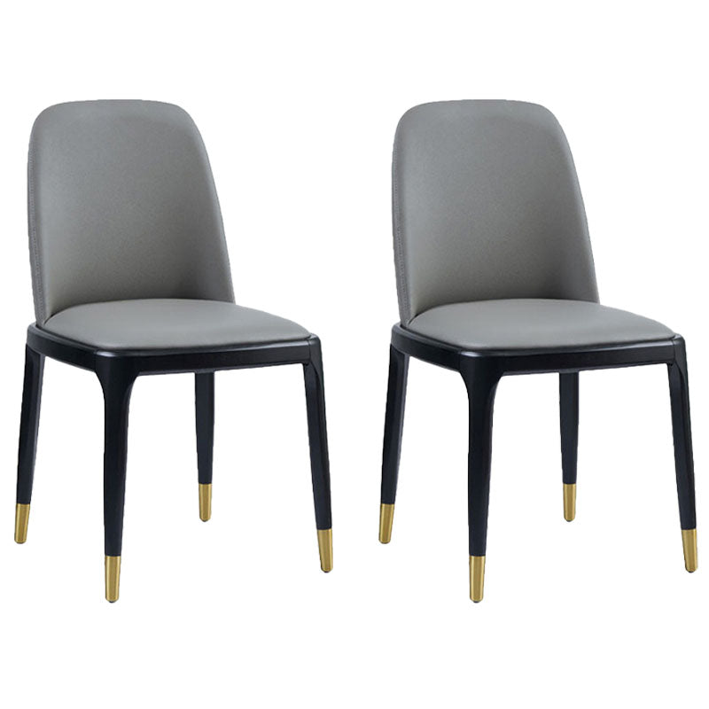 Industrial Leather Home Side Chair Parsons Armless Dining Chair (Set of 2) Black Gold Clearhalo ' kitchen&dining_furn' 'Dining Chairs' 'Dining Tables & Seating' 'dining_chair' 'furn' 'furn_dining_chair' 'Furniture' 'furniture_dining_chair' 'Kitchen & Dining Furniture' 'kitchen' 4260500