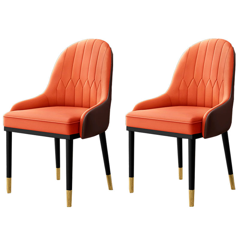 Scandinavian Style Upholstered Arm Side Chairs Solid Back Dining Chairs (Set of 2) Orange Clearhalo ' kitchen&dining_furn' 'Dining Chairs' 'Dining Tables & Seating' 'dining_chair' 'furn' 'furn_dining_chair' 'Furniture' 'furniture_dining_chair' 'Kitchen & Dining Furniture' 'kitchen' 4260611