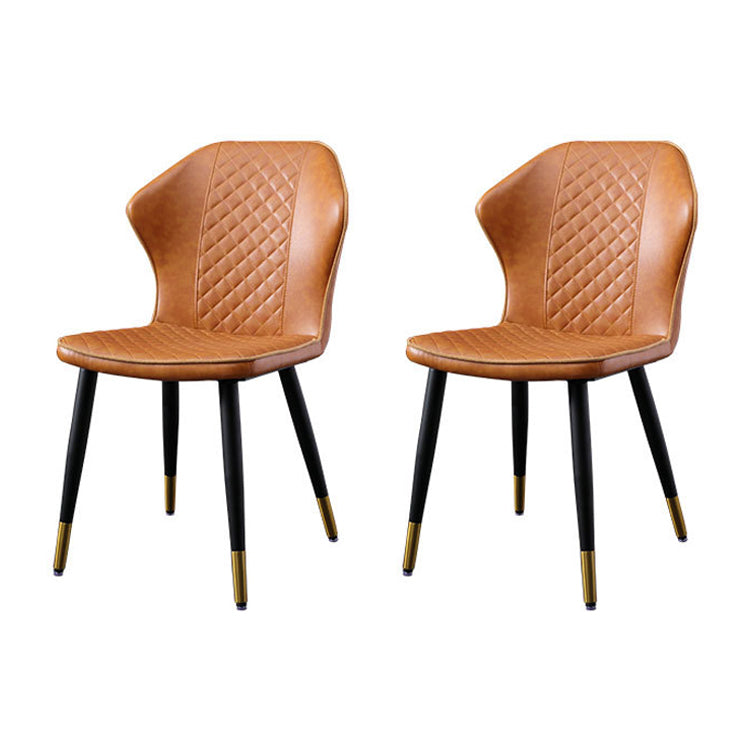 Indoor Scandinavian Side Chair Metal Upholstered Wingback Dining Room Chair Orange 2 Piece Set Clearhalo ' kitchen&dining_furn' 'Dining Chairs' 'Dining Tables & Seating' 'dining_chair' 'furn' 'furn_dining_chair' 'Furniture' 'furniture_dining_chair' 'Kitchen & Dining Furniture' 'kitchen' 4260887