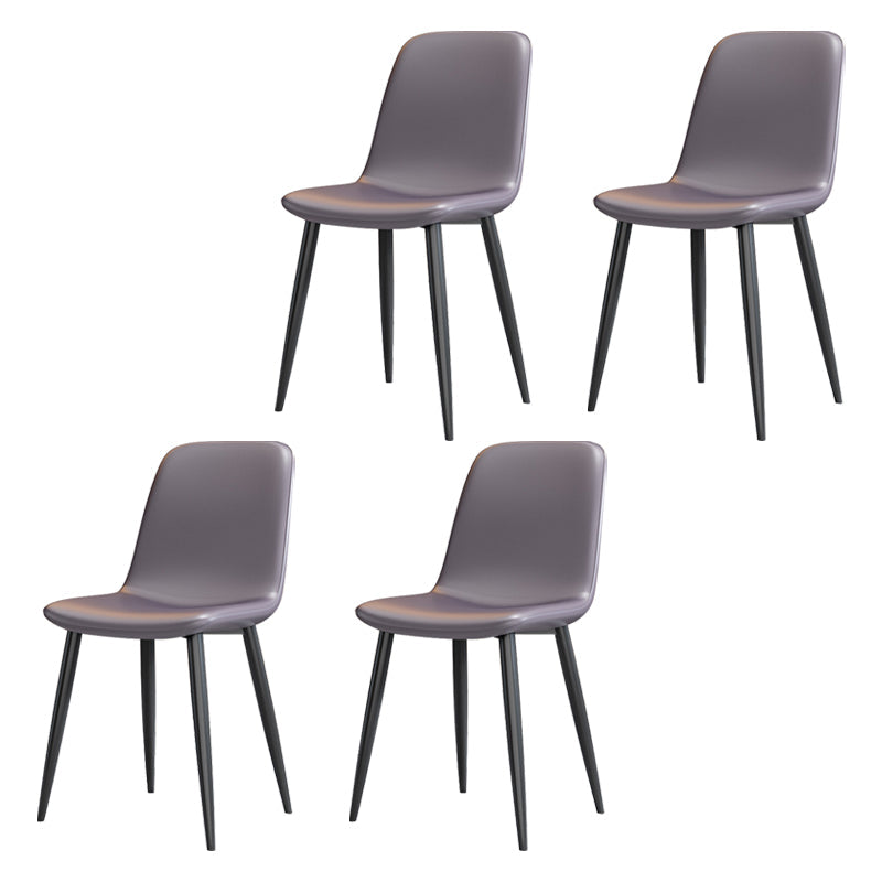 Modern Leather Meeting Room Side Chair Solid Back Matte Finish Dining Chair Grey Set of 4 Clearhalo ' kitchen&dining_furn' 'Dining Chairs' 'Dining Tables & Seating' 'dining_chair' 'Furniture' 'furniture_dining_chair' 'Kitchen & Dining Furniture' 'kitchen' 4260926