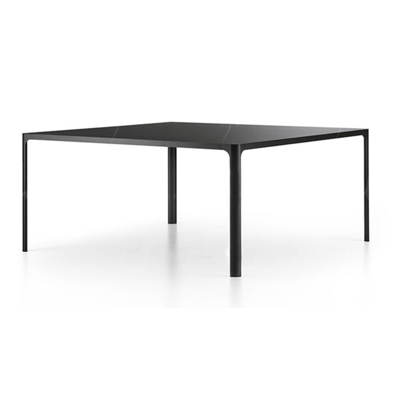 Sintered Stone Dining Table Industrial Style 4 Legs Aluminum Alloy Base Rectangle Table for Home Black Without Chairs Clearhalo ' dining_table' 'Dining Tables & Seating' 'Dining Tables' 'furn' 'furn_dining_table' 'Furniture' 'furniture_dining_table' 'Kitchen & Dining Furniture' 'kitchen&dining_furn' 'kitchen' 'kitchen_dining_table' 4271319